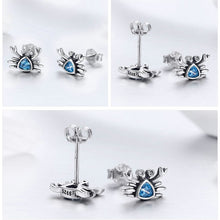 Load image into Gallery viewer, NEW Cute Ocean Crab Small Blue CZ Stud Earrings for Women Fashion