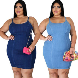 New Arrival Plus Size Women Sleeveless Spaghetti Strap Denim - Sophornlilly