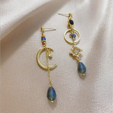 Load image into Gallery viewer, New Arrival Vintage Elegant Blue Crystal Moon Fringe Drop - Sophornlilly