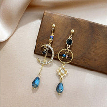 Load image into Gallery viewer, New Arrival Vintage Elegant Blue Crystal Moon Fringe Drop - Sophornlilly