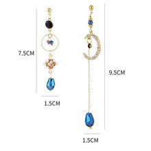 Load image into Gallery viewer, New Arrival Vintage Elegant Blue Crystal Moon Fringe Drop - Sophornlilly