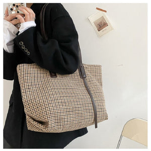 New Arrivals Women's Bucket Shoulder Bag Houndstooth Female Retro