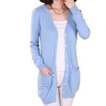 Load image into Gallery viewer, Solid Color Long Sleeve Buttons Cardigan