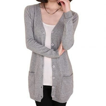Load image into Gallery viewer, Solid Color Long Sleeve Buttons Cardigan
