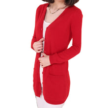 Load image into Gallery viewer, Solid Color Long Sleeve Buttons Cardigan