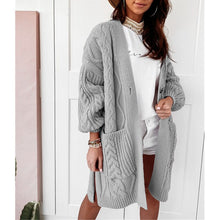 Load image into Gallery viewer, Women Long Sleeve Knitted Cardigan Sweater