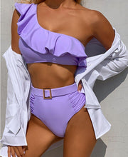 Load image into Gallery viewer, New Bikini Ruffled Bikini Set Women One Shoulder High Waist Two - Sophornlilly