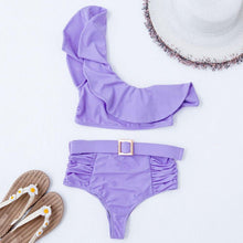 Load image into Gallery viewer, New Bikini Ruffled Bikini Set Women One Shoulder High Waist Two - Sophornlilly