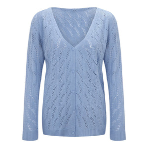 New Cardigan Women Sweater Fashion Crochet Hollow V neck