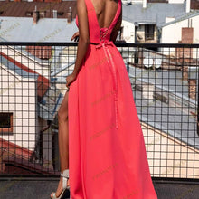 Load image into Gallery viewer, New Chiffon Evening Dress Sleeveless High Split IIllusion