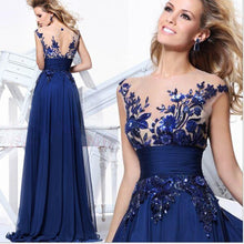 Load image into Gallery viewer, New Elegant Blue /Wine Red Lace Chiffon Long Dresses For Wedding