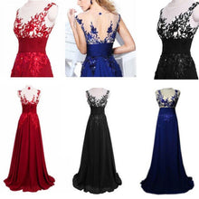 Load image into Gallery viewer, New Elegant Blue /Wine Red Lace Chiffon Long Dresses For Wedding