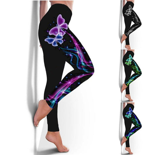 New Fashion 2XL 3D Butterfly Plus Size Leggings High Waisted