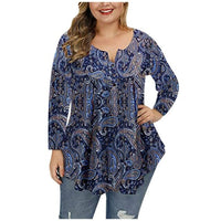 Women Fashion Plus Size Long Sleeve Tops V Neck