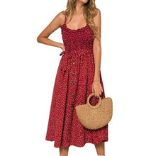 Load image into Gallery viewer, Boho Summer Sleeveless Polka Dot Beach Dress