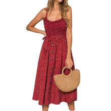 Load image into Gallery viewer, Boho Summer Sleeveless Polka Dot Beach Dress