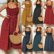 Load image into Gallery viewer, Boho Summer Sleeveless Polka Dot Beach Dress