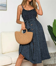 Load image into Gallery viewer, Boho Summer Sleeveless Polka Dot Beach Dress
