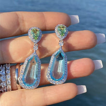 Load image into Gallery viewer, New Luxury Blue Green Color Geometry Earrings f