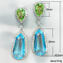 Load image into Gallery viewer, New Luxury Blue Green Color Geometry Earrings f
