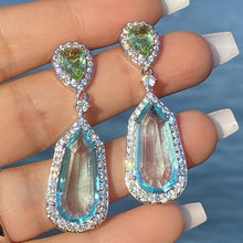 Load image into Gallery viewer, New Luxury Blue Green Color Geometry Earrings f