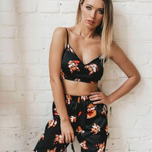 Load image into Gallery viewer, New Pajamas Print Summer Two Piece Set Top Pants Sleepwear Satin
