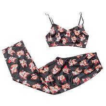 Load image into Gallery viewer, New Pajamas Print Summer Two Piece Set Top Pants Sleepwear Satin