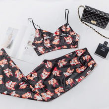 Load image into Gallery viewer, New Pajamas Print Summer Two Piece Set Top Pants Sleepwear Satin