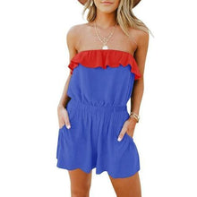 Load image into Gallery viewer, New Product Women Playsuits Halter Contrast Print Ruffle Hem - Sophornlilly