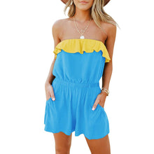 Load image into Gallery viewer, New Product Women Playsuits Halter Contrast Print Ruffle Hem - Sophornlilly
