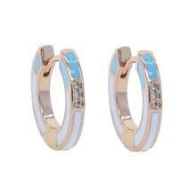 Load image into Gallery viewer, New Rose Gold Color Hoop Earring Mix CZ Colorful Enamel Round