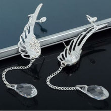 Load image into Gallery viewer, New Silver Plated Angel Wing Stylist Crystal Earrings Drop Dangle