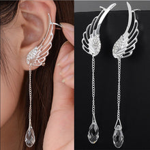 Load image into Gallery viewer, New Silver Plated Angel Wing Stylist Crystal Earrings Drop Dangle