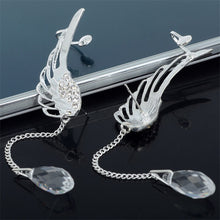 Load image into Gallery viewer, New Silver Plated Angel Wing Stylist Crystal Earrings Drop Dangle