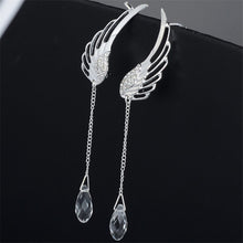 Load image into Gallery viewer, New Silver Plated Angel Wing Stylist Crystal Earrings Drop Dangle