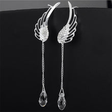 Load image into Gallery viewer, New Silver Plated Angel Wing Stylist Crystal Earrings Drop Dangle