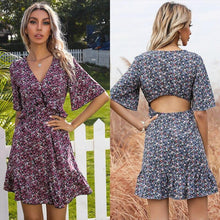 Load image into Gallery viewer, New Summer European and American French Floral V neck Short - Sophornlilly