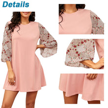 Load image into Gallery viewer, New Summer Floral Print 3/4 Sleeve Mini Sundress for Women Casual