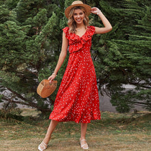 Load image into Gallery viewer, New Summer Polka Dot Print Long Dress Women Casual Ruffles