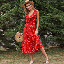 Load image into Gallery viewer, New Summer Polka Dot Print Long Dress Women Casual Ruffles