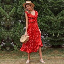 Load image into Gallery viewer, New Summer Polka Dot Print Long Dress Women Casual Ruffles