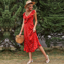 Load image into Gallery viewer, New Summer Polka Dot Print Long Dress Women Casual Ruffles