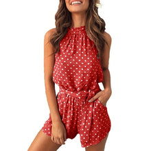 Load image into Gallery viewer, Women's Jumpsuit Fashion Printed Wave Point Tie