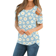 Load image into Gallery viewer, New Summer Women's Printed Floral Round Neck Short Sleeved Off