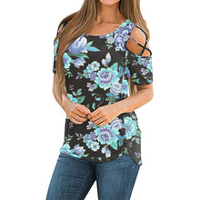Load image into Gallery viewer, New Summer Women's Printed Floral Round Neck Short Sleeved Off
