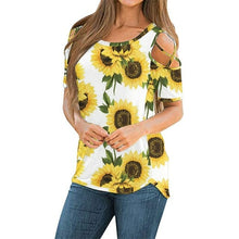 Load image into Gallery viewer, New Summer Women's Printed Floral Round Neck Short Sleeved Off