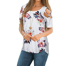 Load image into Gallery viewer, New Summer Women's Printed Floral Round Neck Short Sleeved Off