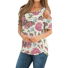 Load image into Gallery viewer, New Summer Women's Printed Floral Round Neck Short Sleeved Off