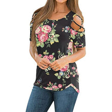 Load image into Gallery viewer, New Summer Women's Printed Floral Round Neck Short Sleeved Off