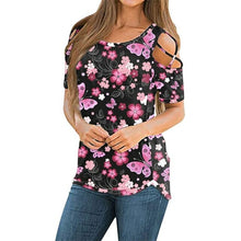 Load image into Gallery viewer, New Summer Women's Printed Floral Round Neck Short Sleeved Off